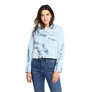 NWT Lands End Womens Long Sleeve Denim Tie Dye Jacket Size SMALL